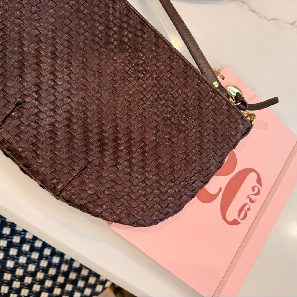 Retired color CLARE V Petit Moyen Crossbody Bag in burgundy. - Picture 5 of 16